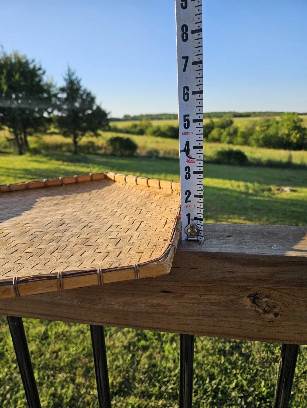 FARMHOUSE RUSTIC Vintage Bamboo Hexagon Basket Serving Tray Wicker Rattan Decor